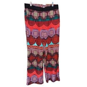 Maeve Anthropologie Printed Pull On Wide-Leg Pants Sz M Stretchy Waist